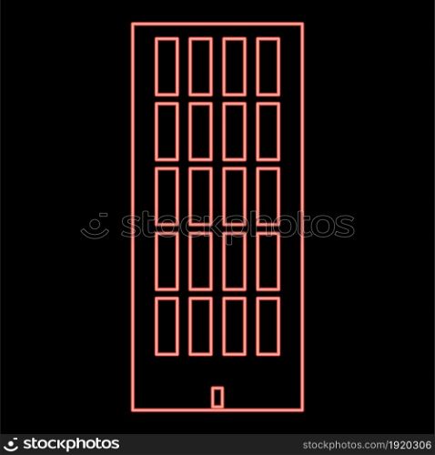 Neon sky tower building red color vector illustration flat style light image. Neon sky tower building red color vector illustration flat style image