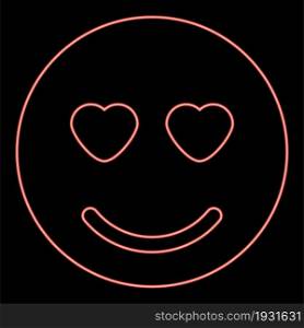 Neon smile red color vector illustration flat style light image. Neon smile red color vector illustration flat style image