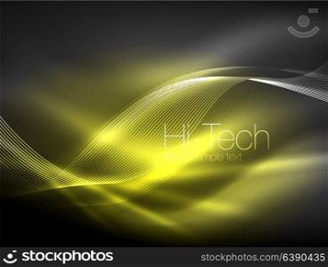 Neon smoke waves. Neon smoke waves, vector flowing motion background