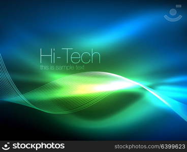 Neon smoke waves. Neon smoke waves, vector flowing motion background