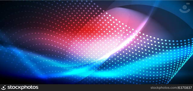 Neon smooth wave digital abstract background. Neon blue vector smooth wave digital abstract background