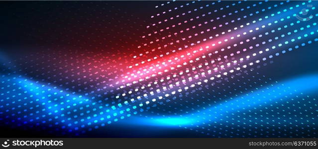 Neon smooth wave digital abstract background. Neon blue vector smooth wave digital abstract background