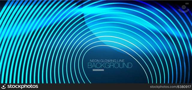Neon smooth wave digital abstract background. Neon blue vector smooth wave digital abstract background