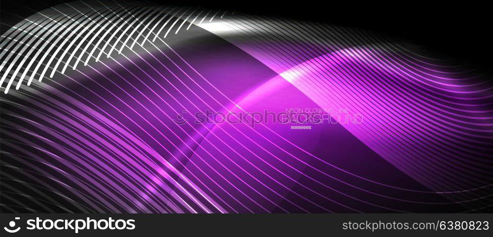 Neon smooth wave digital abstract background. Neon vector smooth wave digital abstract background