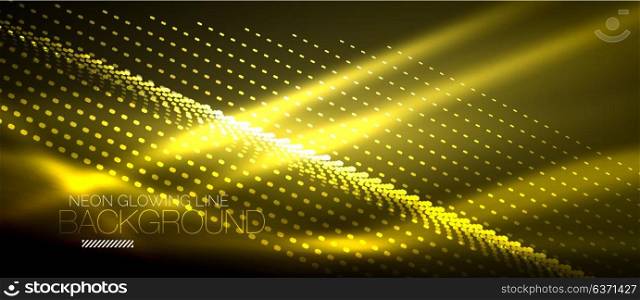 Neon smooth wave digital abstract background. Neon yellow vector smooth wave digital abstract background