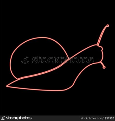 Neon snail silhouette icon black color in circle outline vector illustration red color vector illustration flat style light image. Neon snail silhouette icon black color in circle red color vector illustration flat style image