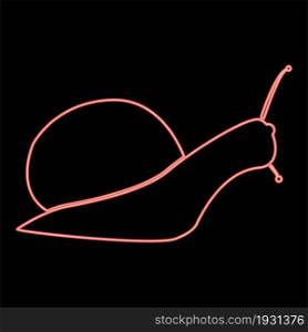 Neon snail silhouette icon black color in circle outline vector illustration red color vector illustration flat style light image. Neon snail silhouette icon black color in circle red color vector illustration flat style image
