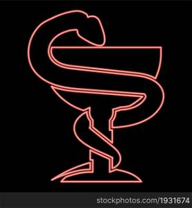 Neon snake and cup red color vector illustration flat style light image. Neon snake and cup red color vector illustration flat style image