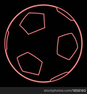 Neon soccer ball red color vector illustration flat style light image. Neon soccer ball red color vector illustration flat style image
