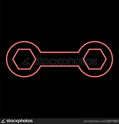 Neon spanner red color vector illustration image flat style light. Neon spanner red color vector illustration image flat style