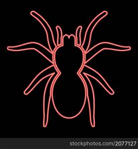 Neon spider or tarantula red color vector illustration image flat style light. Neon spider or tarantula red color vector illustration image flat style