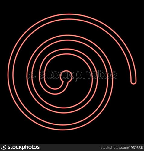 Neon spiral red color vector illustration flat style light image. Neon spiral red color vector illustration flat style image