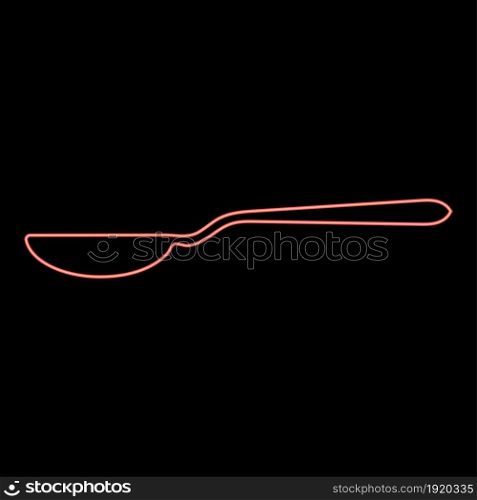 Neon spoon red color vector illustration flat style light image. Neon spoon red color vector illustration flat style image