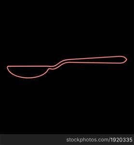 Neon spoon red color vector illustration flat style light image. Neon spoon red color vector illustration flat style image