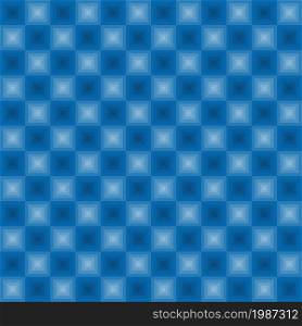 Neon squares vector seamless pattern in icy blue color. Neon lights pattern blue color