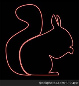 Neon squirrel red color vector illustration flat style light image. Neon squirrel red color vector illustration flat style image