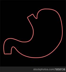 Neon stomach red color vector illustration flat style light image. Neon stomach red color vector illustration flat style image