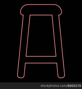 Neon stool red color vector illustration image flat style light. Neon stool red color vector illustration image flat style