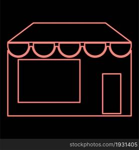 Neon store icon black color in circle outline vector illustration red color vector illustration flat style light image. Neon store icon black color in circle red color vector illustration flat style image