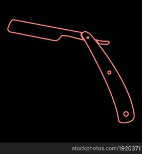 Neon straight razor red color vector illustration flat style light image. Neon straight razor red color vector illustration flat style image