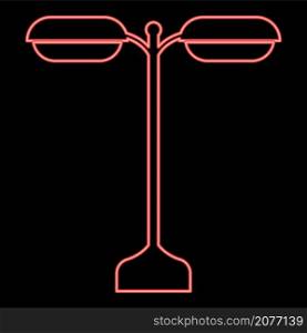 Neon street light or lamp red color vector illustration image flat style light. Neon street light or lamp red color vector illustration image flat style