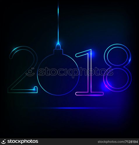 Neon style inscription 2018 new year background. Neon style inscription 2018