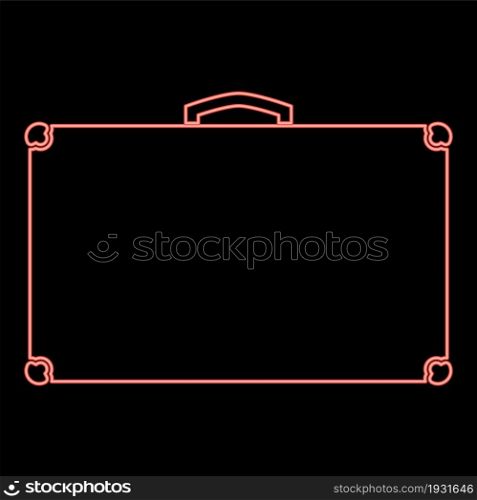 Neon suitcase red color vector illustration flat style light image. Neon suitcase red color vector illustration flat style image
