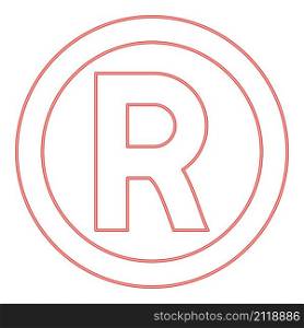 Neon symbol copyright red color vector illustration image flat style light. Neon symbol copyright red color vector illustration image flat style