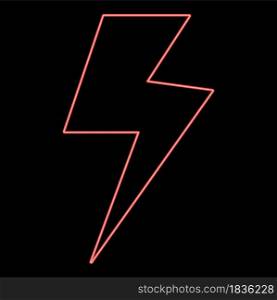 Neon symbol electricity red color vector illustration flat style light image. Neon symbol electricity red color vector illustration flat style image