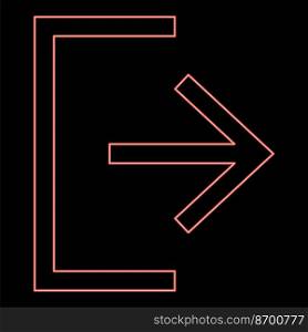 Neon symbol exit red color vector illustration image flat style light. Neon symbol exit red color vector illustration image flat style