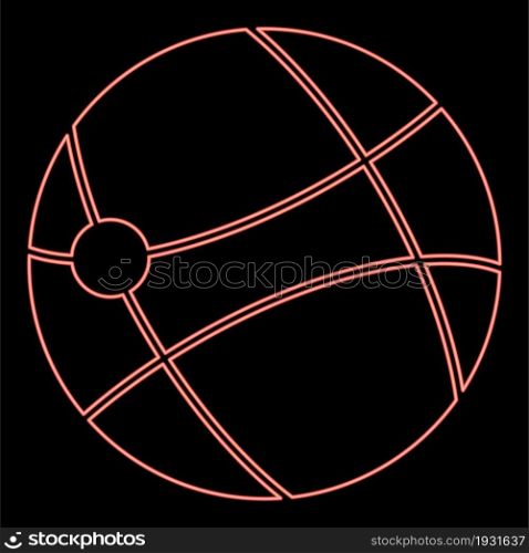 Neon symbol of global technology red color vector illustration flat style light image. Neon symbol of global technology red color vector illustration flat style image