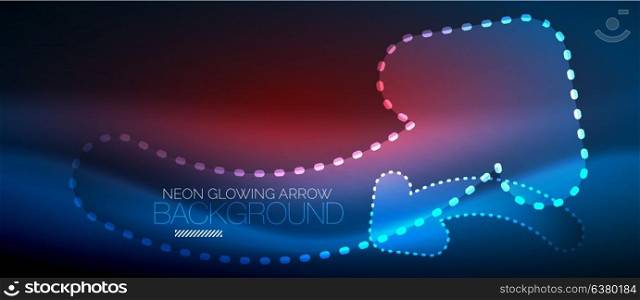Neon techno arrow, digital abstract background. Neon blue techno arrow, digital vector abstract background