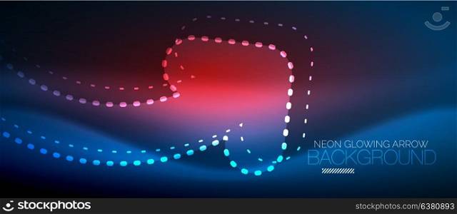 Neon techno arrow, digital abstract background. Neon blue techno arrow, digital vector abstract background
