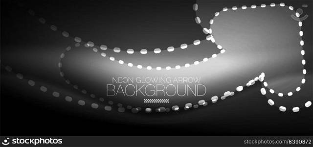 Neon techno arrow, digital abstract background. Neon techno arrow, digital vector abstract background