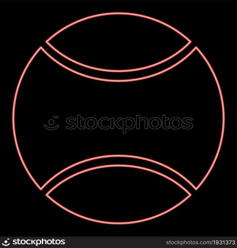 Neon tennis ball icon black color in circle outline vector illustration red color vector illustration flat style light image. Neon tennis ball icon black color in circle red color vector illustration flat style image