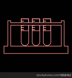 Neon test tube red color vector illustration flat style light image. Neon test tube red color vector illustration flat style image
