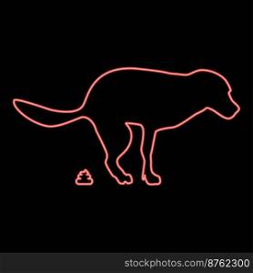 Neon the dog poops red color vector illustration image flat style light. Neon the dog poops red color vector illustration image flat style