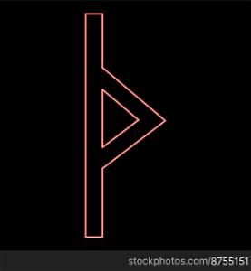 Neon thurisaz rune Tpurizas Tor Thorn red color vector illustration image flat style light. Neon thurisaz rune Tpurizas Tor Thorn red color vector illustration image flat style