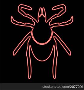 Neon tick red color vector illustration image flat style light. Neon tick red color vector illustration image flat style