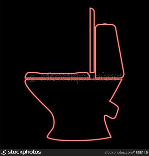Neon toilet bowl red color vector illustration flat style light image. Neon toilet bowl red color vector illustration flat style image