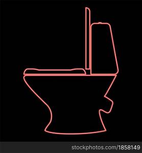 Neon toilet bowl red color vector illustration flat style light image. Neon toilet bowl red color vector illustration flat style image
