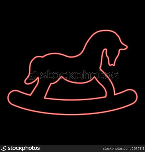 Neon toy horse red color vector illustration image flat style light. Neon toy horse red color vector illustration image flat style
