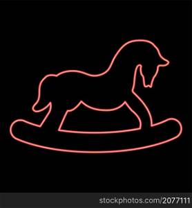 Neon toy horse red color vector illustration image flat style light. Neon toy horse red color vector illustration image flat style