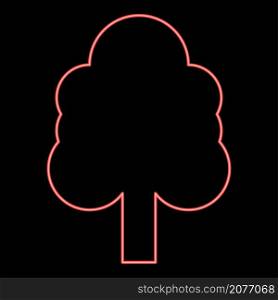 Neon tree red color vector illustration image flat style light. Neon tree red color vector illustration image flat style