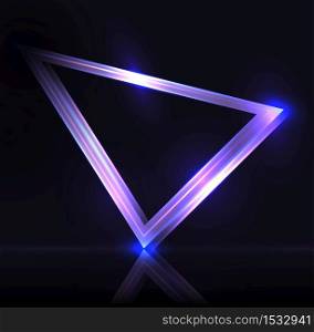 Neon triangle with highlights. Vector neon frame with place for text. Vector element for presentations, cards and your design. Neon triangle with highlights. Vector neon frame with place for text.