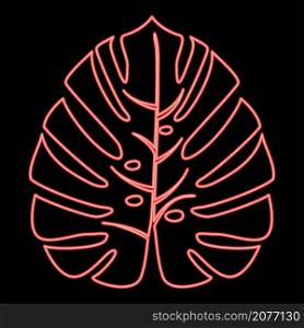 Neon tropical leaf red color vector illustration image flat style light. Neon tropical leaf red color vector illustration image flat style