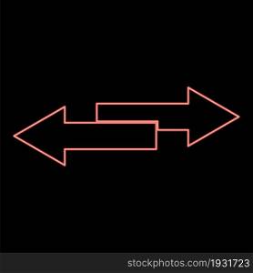 Neon two side arrows red color vector illustration flat style light image. Neon two side arrows red color vector illustration flat style image