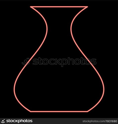 Neon vase red color vector illustration flat style light image. Neon vase red color vector illustration flat style image