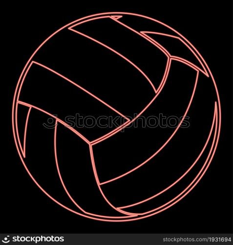 Neon volleyball ball red color vector illustration flat style light image. Neon volleyball ball red color vector illustration flat style image