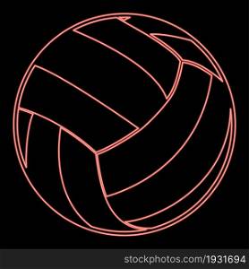 Neon volleyball ball red color vector illustration flat style light image. Neon volleyball ball red color vector illustration flat style image